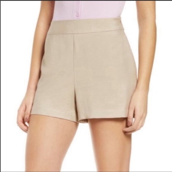leith shorts tan viscose Linen Soft Comfy Tan New NWT - Picture 1 of 11